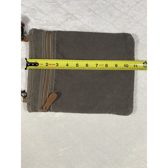 Myra Bag Leather Canvas Crossbody Purse Adjustable Strap Neutral Colors Boho - Picture 7 of 9